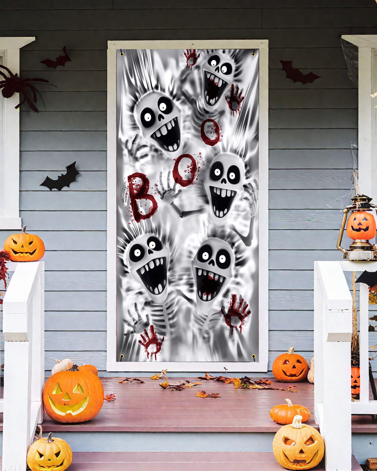 Halloween Door Cover, 35.4"x78", Happy Ghost