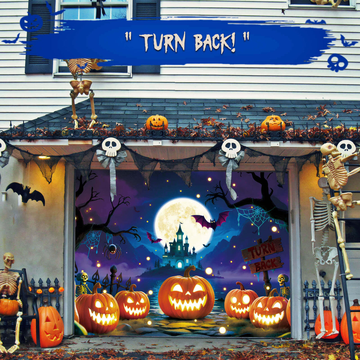 Halloween Garage Door Cover, 7x8 ft, Pumpkin