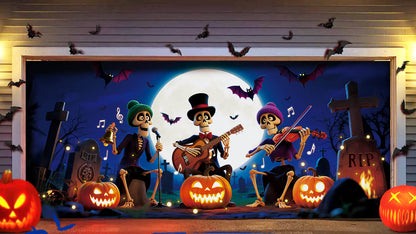 Halloween Garage Door Cover, 7x16 ft, Happy Skull