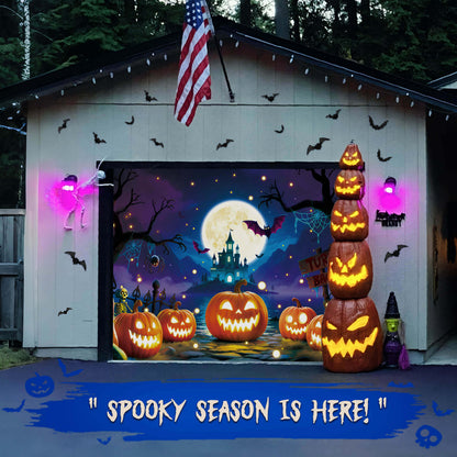 Halloween Garage Door Cover, 7x8 ft, Pumpkin