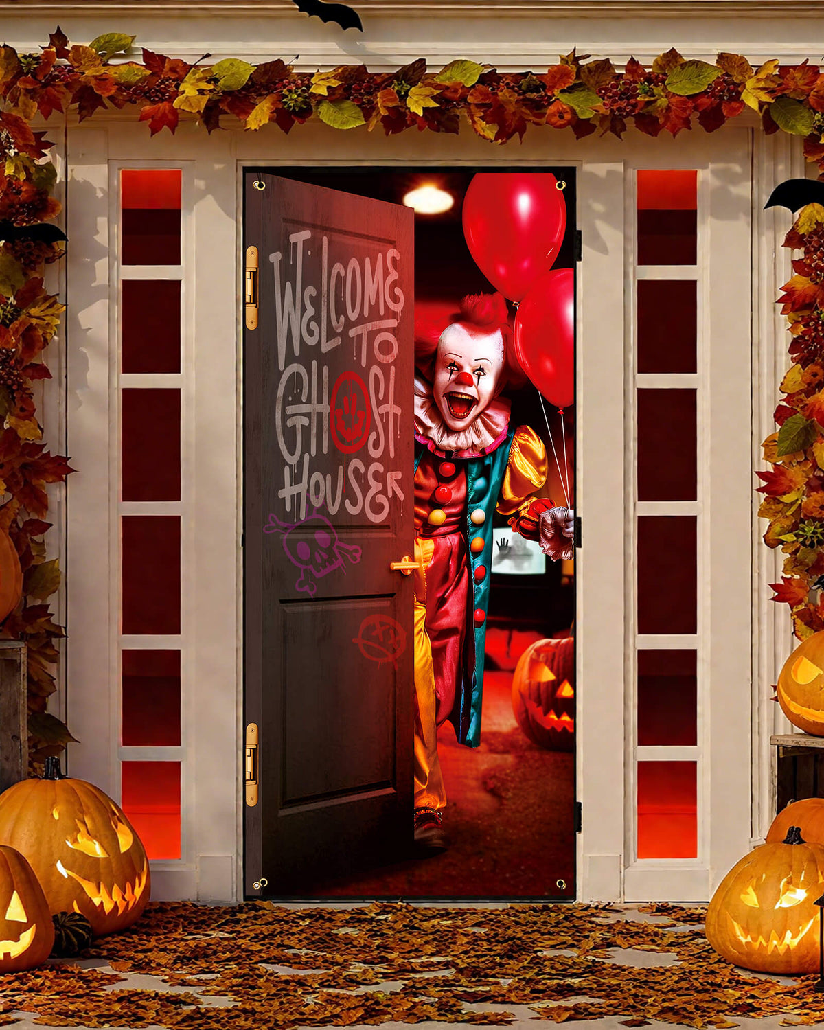 Halloween Door Cover, 35.4"x78", Clown