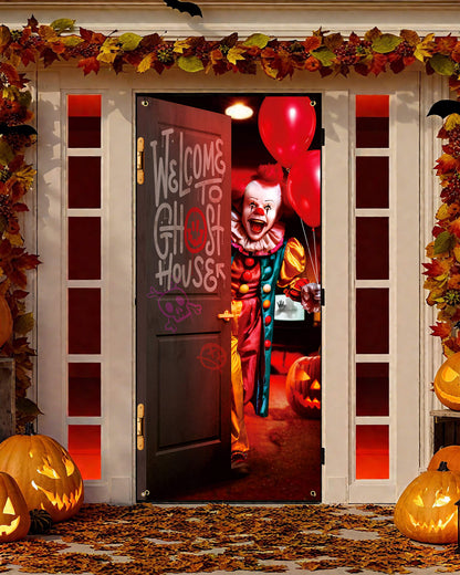 Halloween Door Cover, 35.4"x78", Clown