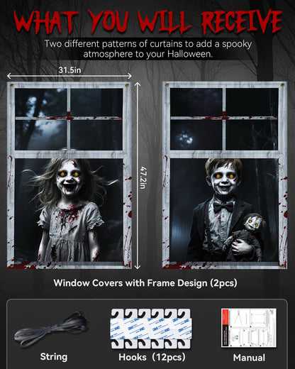 2 Pack of Halloween Window Cover, Kids