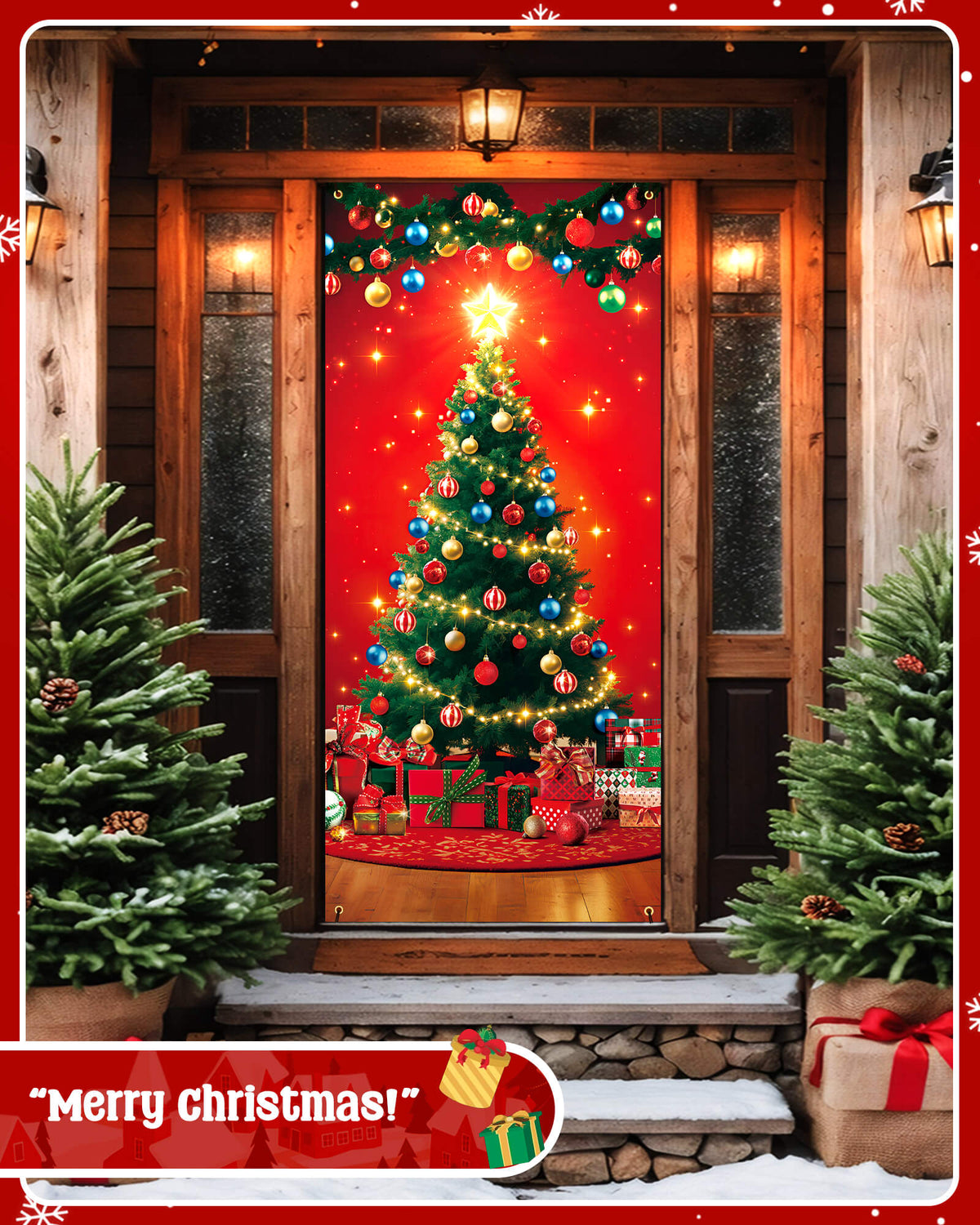 Christmas Door Cover, 35.4"x78", Christmas Tree