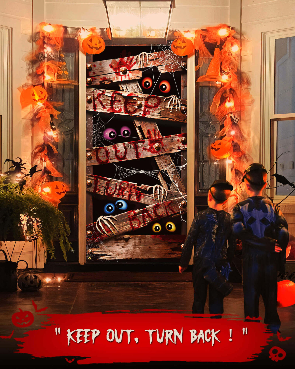 Halloween Door Cover, 35.4"x78", Keep Out