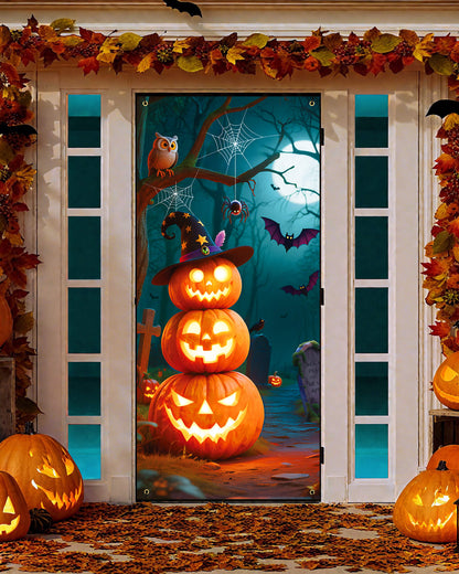 Halloween Door Cover, 35.4"x78", Cute Pumpkin