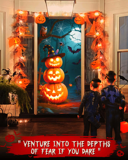 Halloween Door Cover, 35.4"x78", Cute Pumpkin