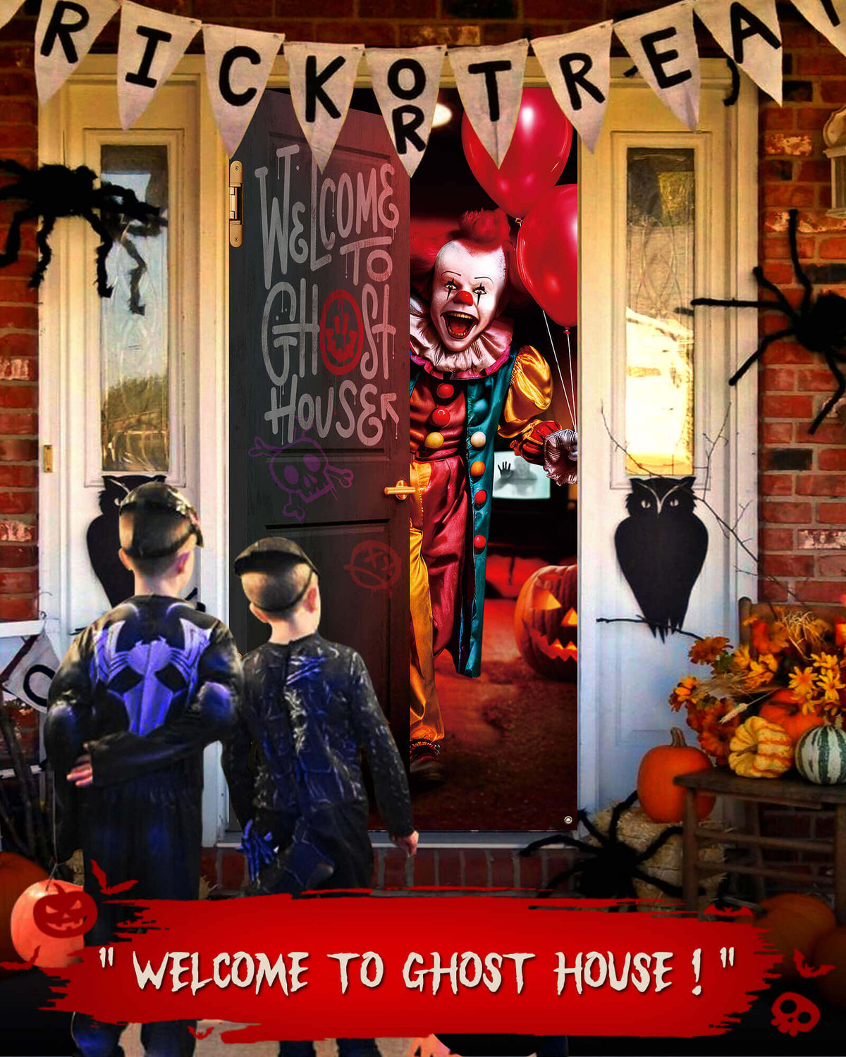 Halloween Door Cover, 35.4"x78", Clown