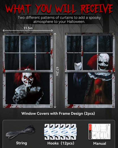 2 Pack of Halloween Window Cover, Joker