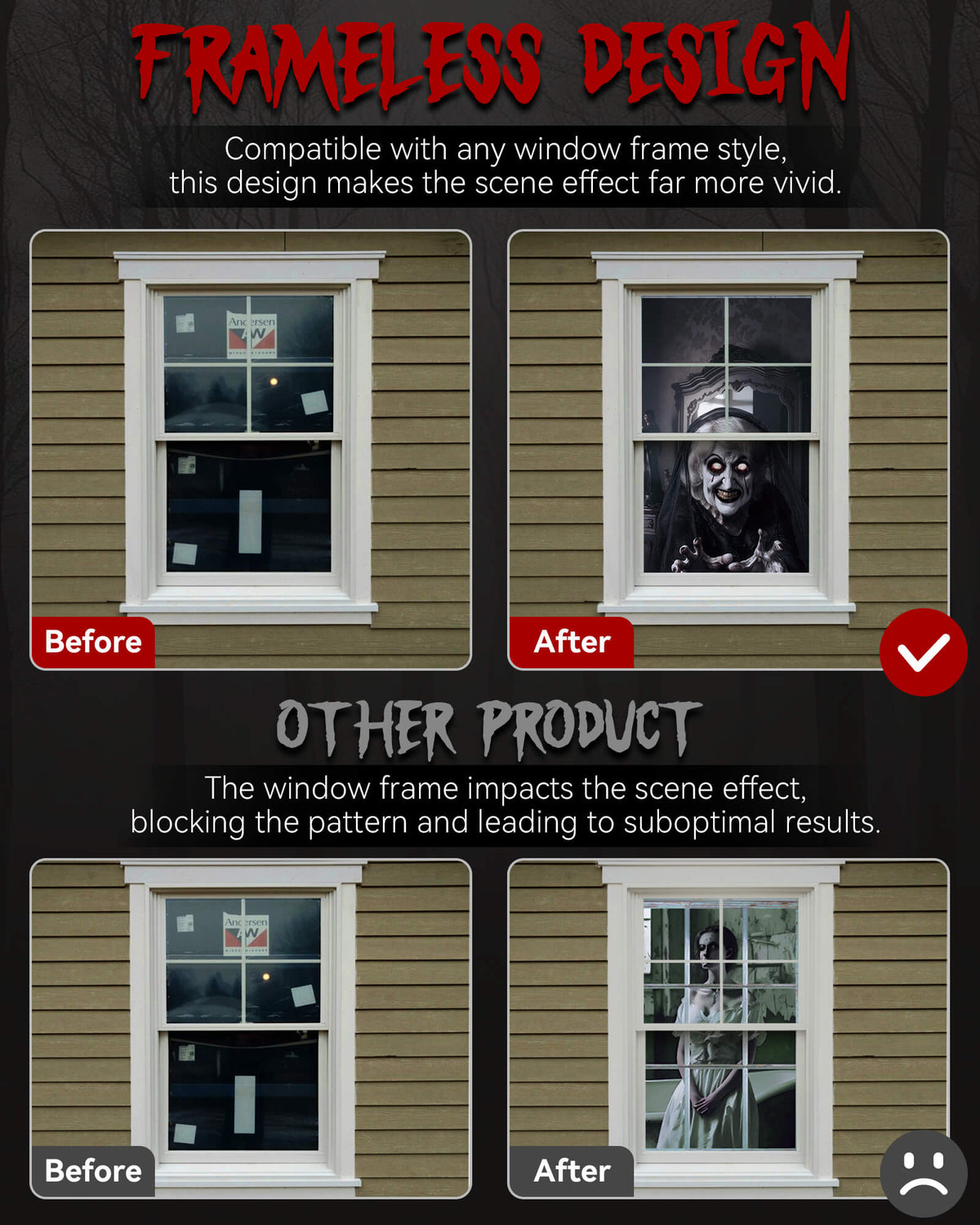2 Pack of Halloween Window Cover, Corrupt Priest Ghost without Frame