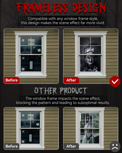 2 Pack of Halloween Window Cover, Corrupt Priest Ghost without Frame