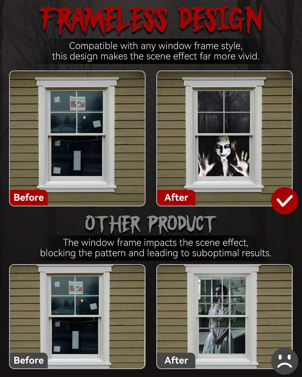 2 Pack of Halloween Window Cover, Female Ghost