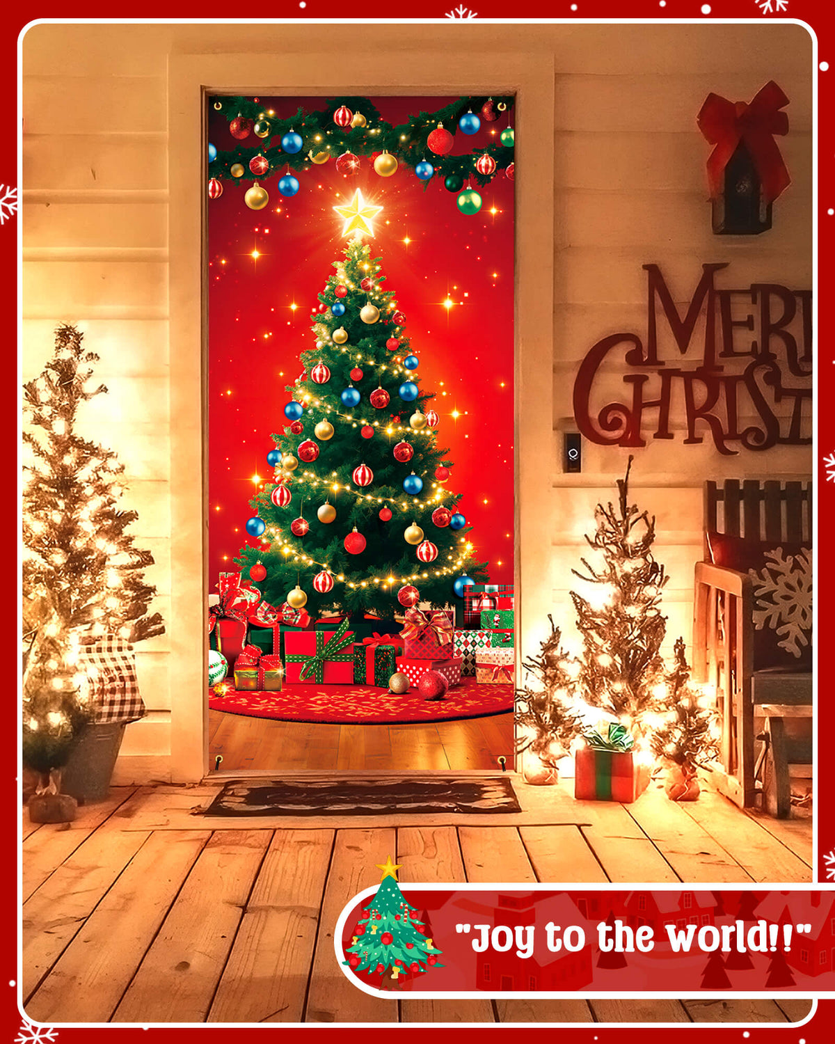 Christmas Door Cover, 35.4"x78", Christmas Tree