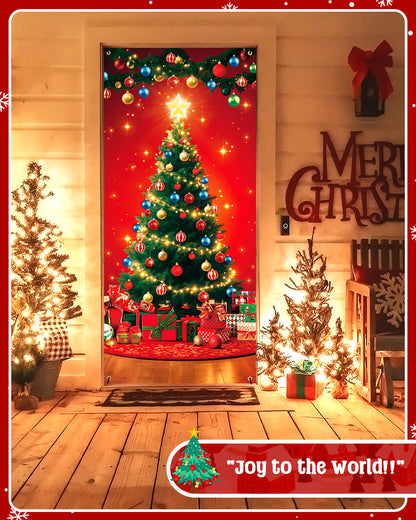 Christmas Door Cover, 35.4"x78", Christmas Tree