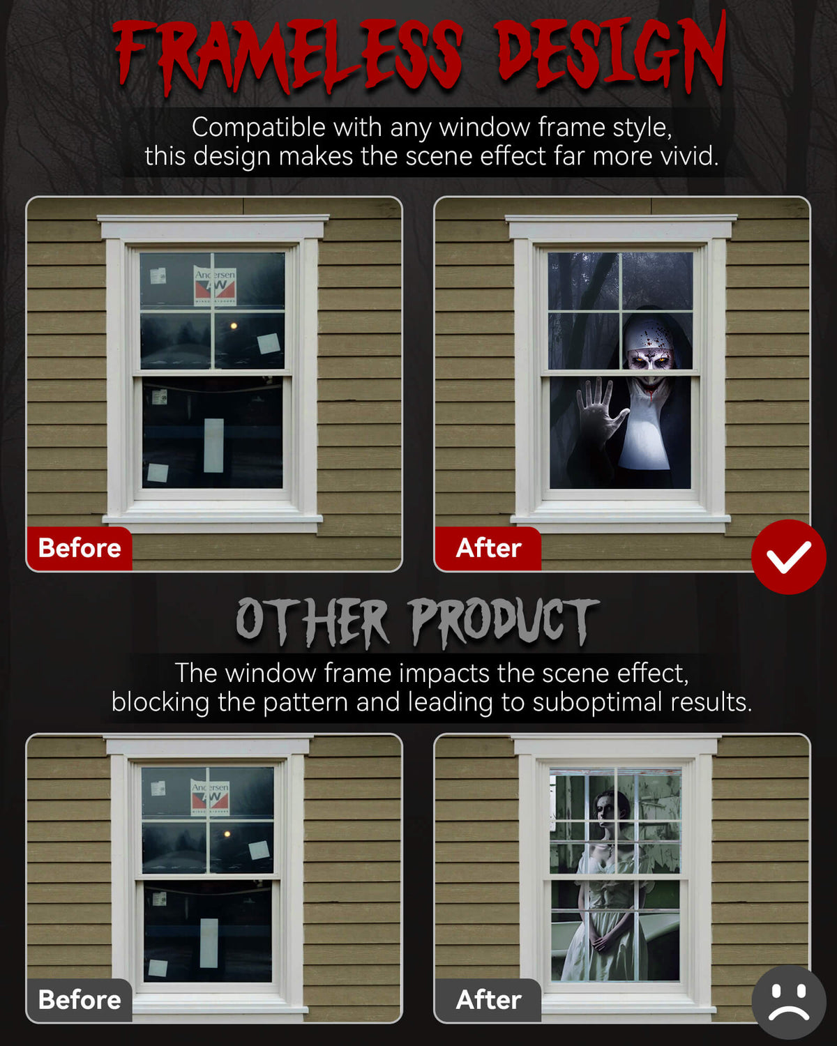 2 Pack of Halloween Window Cover, Sister Ghost