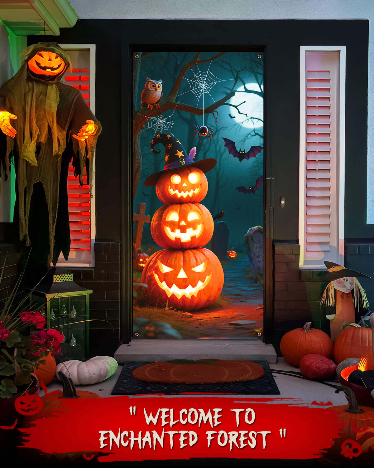 Halloween Door Cover, 35.4"x78", Cute Pumpkin