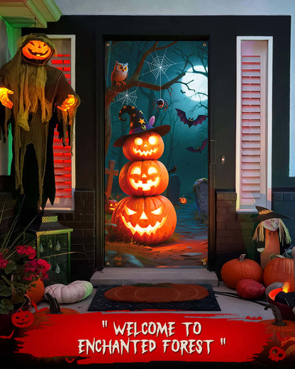 Halloween Door Cover, 35.4"x78", Cute Pumpkin
