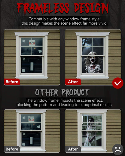 2 Pack of Halloween Window Cover, Kids without Frame