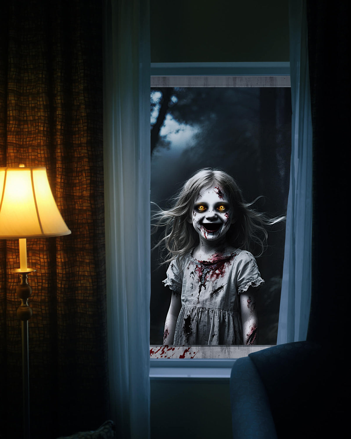 2 Pack of Halloween Window Cover, Kids without Frame