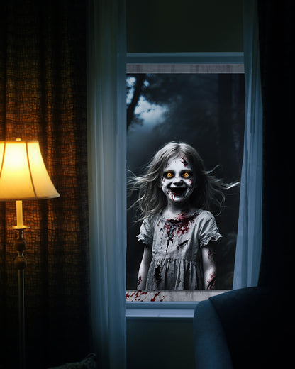 2 Pack of Halloween Window Cover, Kids without Frame