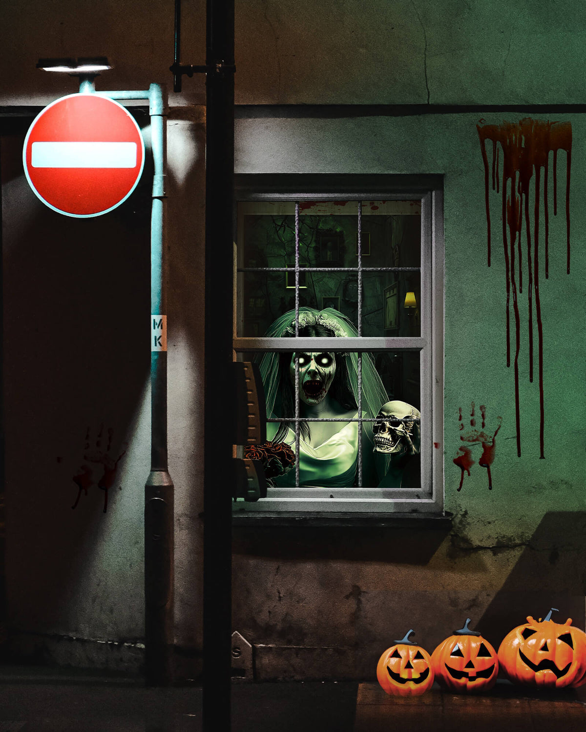 2 Pack of Halloween Window Cover, Newlyweds Ghost without Frame