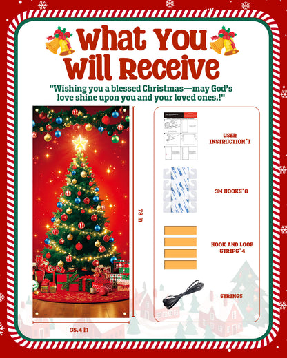 Christmas Door Cover, 35.4"x78", Christmas Tree