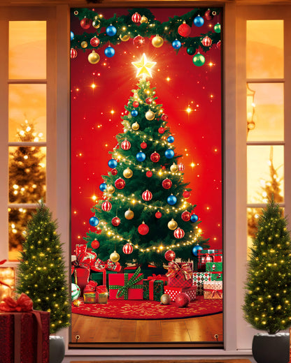 Christmas Door Cover, 35.4"x78", Christmas Tree