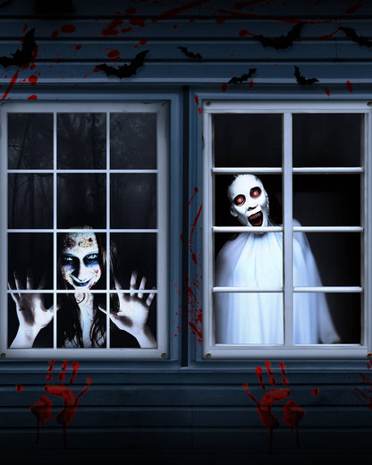 2 Pack of Halloween Window Cover, Female Ghost