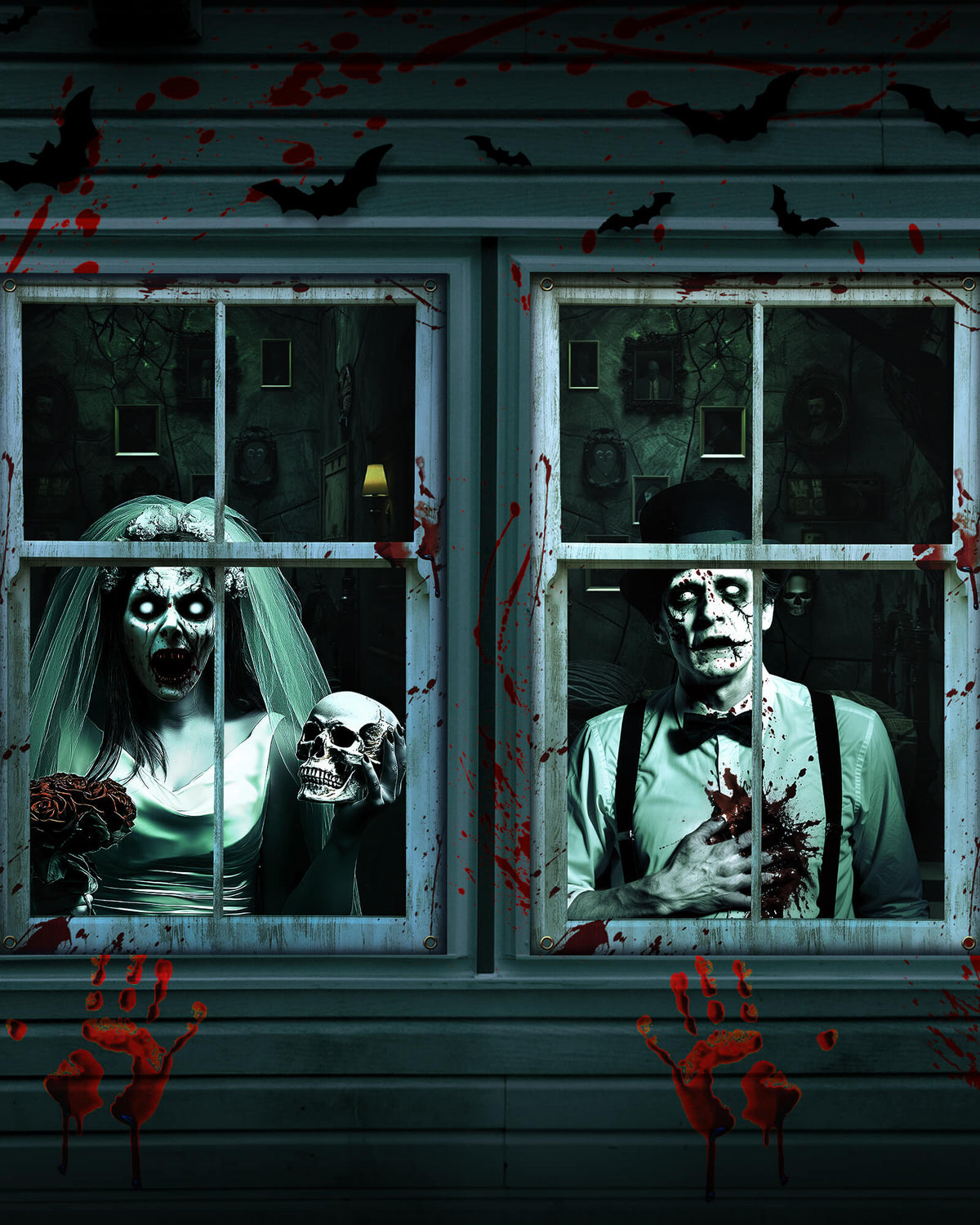 2 Pack of Halloween Window Cover, Newlyweds Ghost
