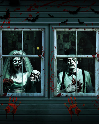 2 Pack of Halloween Window Cover, Newlyweds Ghost