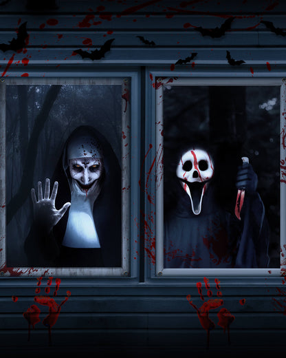 2 Pack of Halloween Window Cover, Sister Ghost